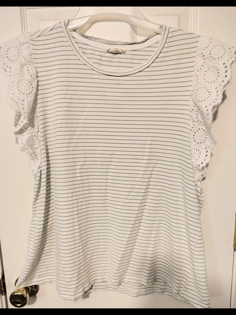 Cotton Bleu Striped Short Sleeve Top Size XL